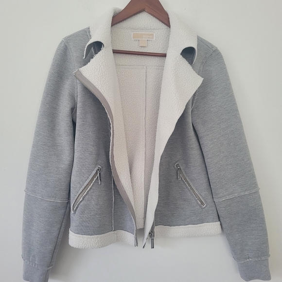 Michael Kors Faux Shearling Moto Inspired Asymmetrical Zipper Jacket Siz… - Picture 9 of 13